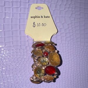 Gold and Red Gemstone Bracelet